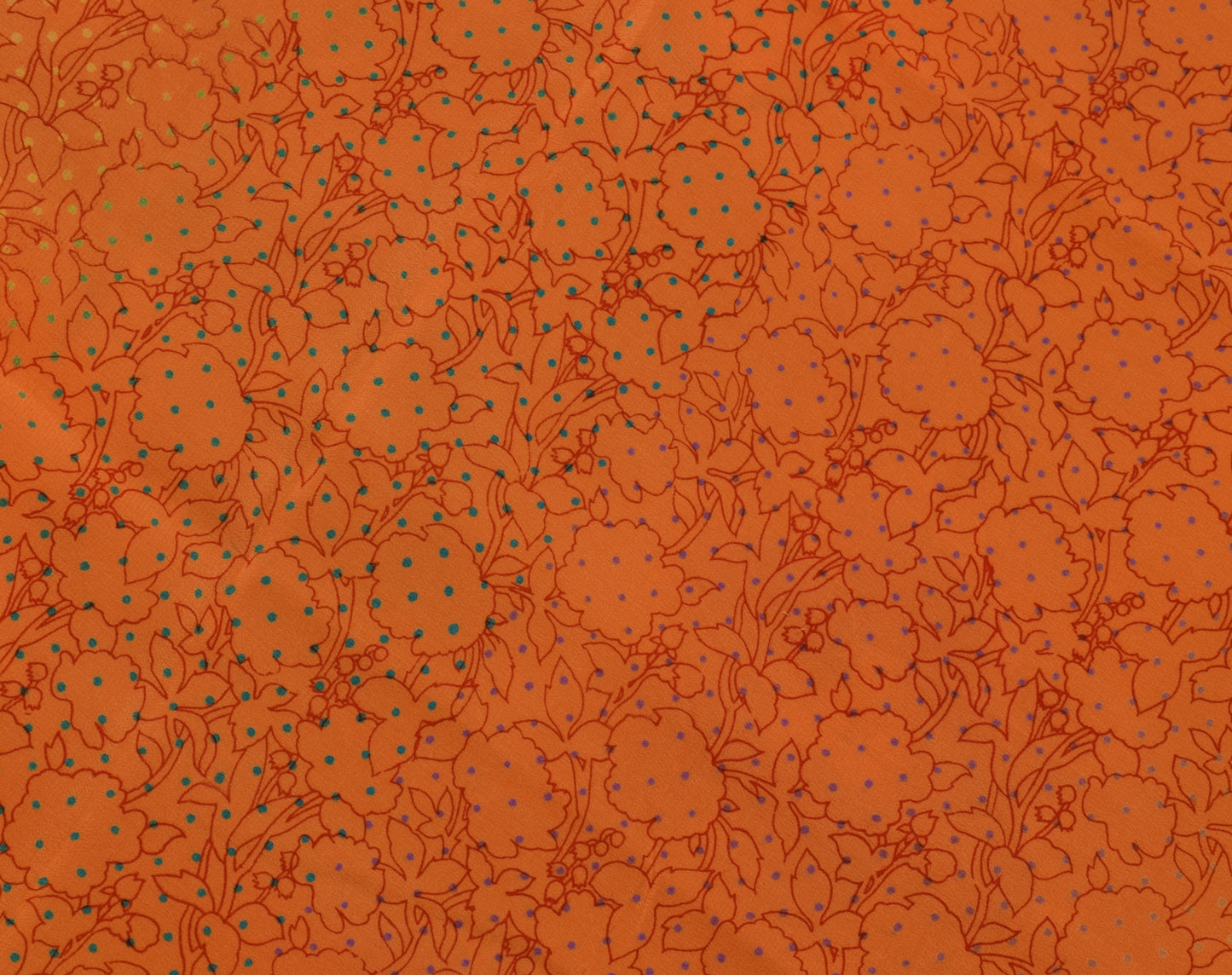 Sushila Vintage Orange Saree 100% Pure Crepe Silk Printed Floral Soft Fabric