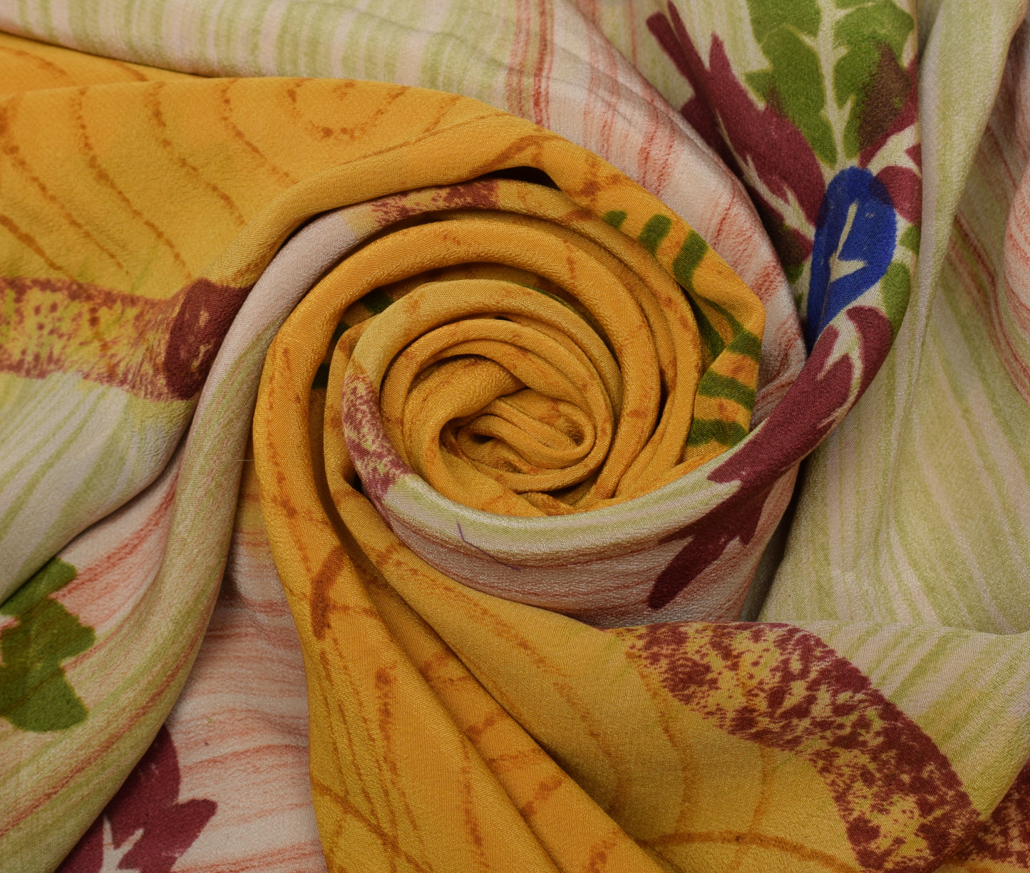 Sushila Vintage Indian Saree 100% Pure Crepe Silk Printed 5 Yard Soft Fabric