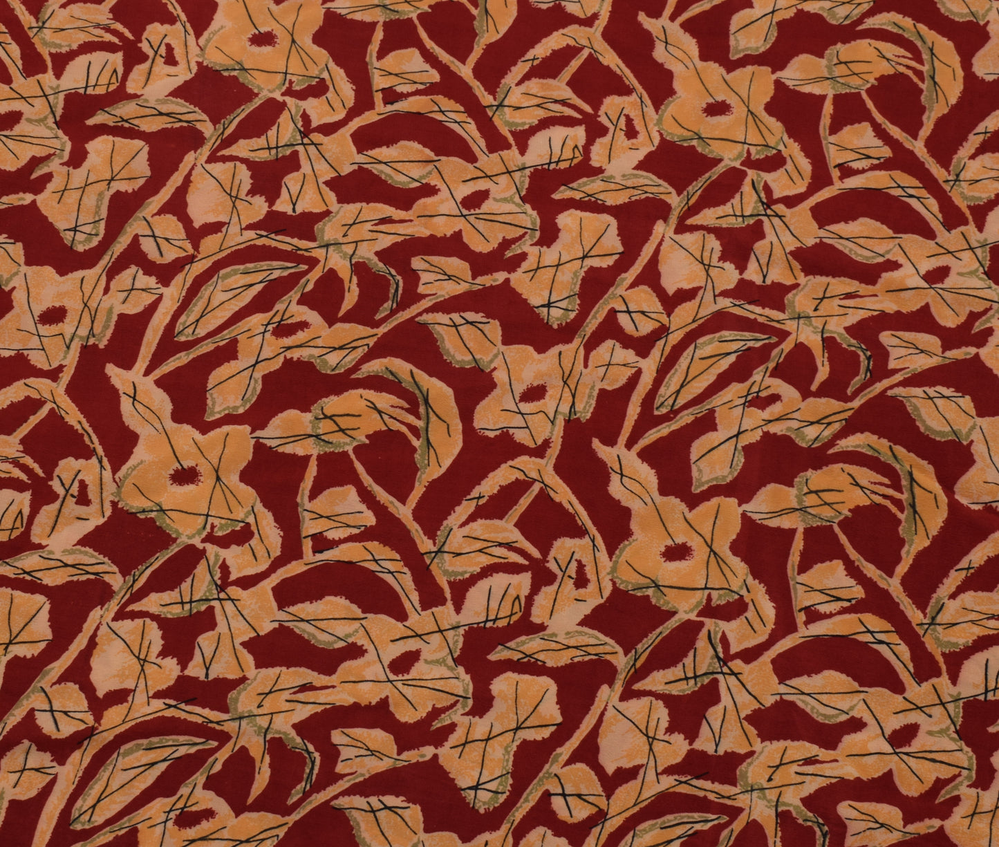 Sushila Vintage Red Indian Saree 100% Pure Crepe Silk Printed Soft Craft Fabric