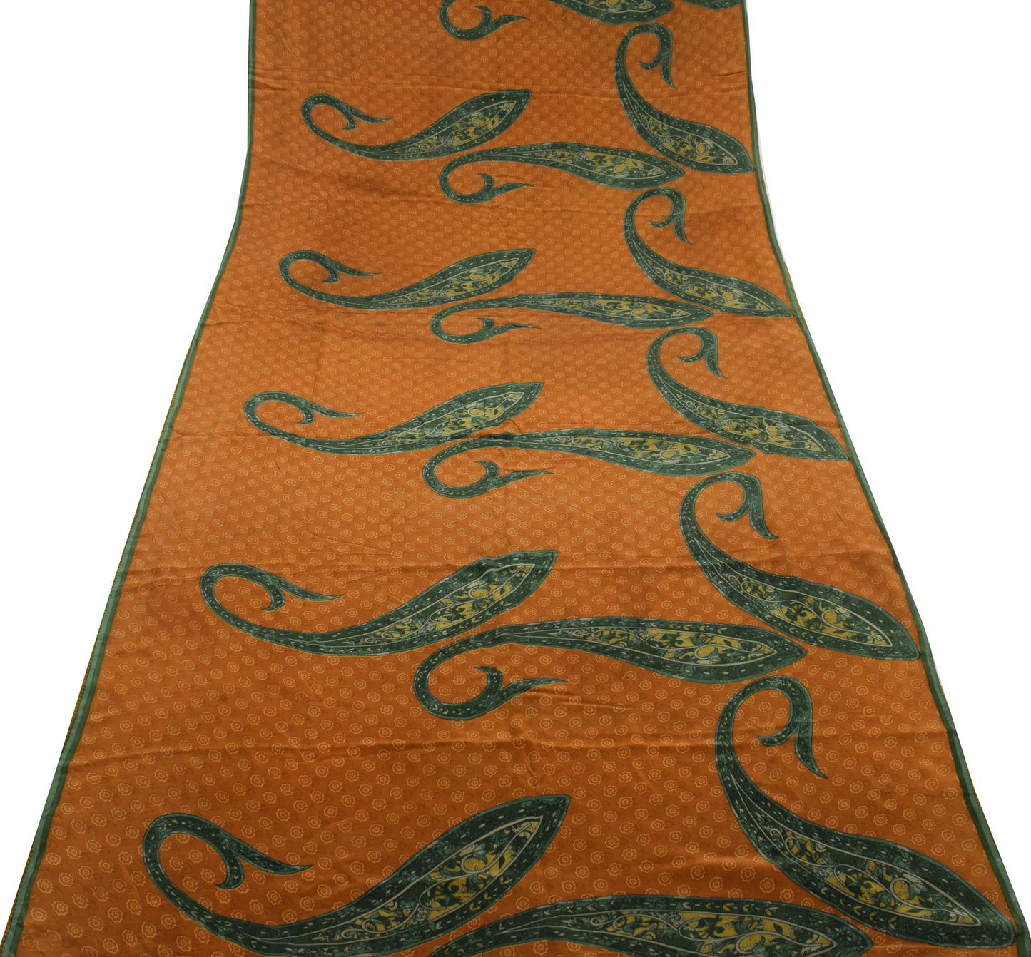 Sushila Vintage Brown Saree 100% Pure Crepe Silk Printed Paisley Soft Fabric