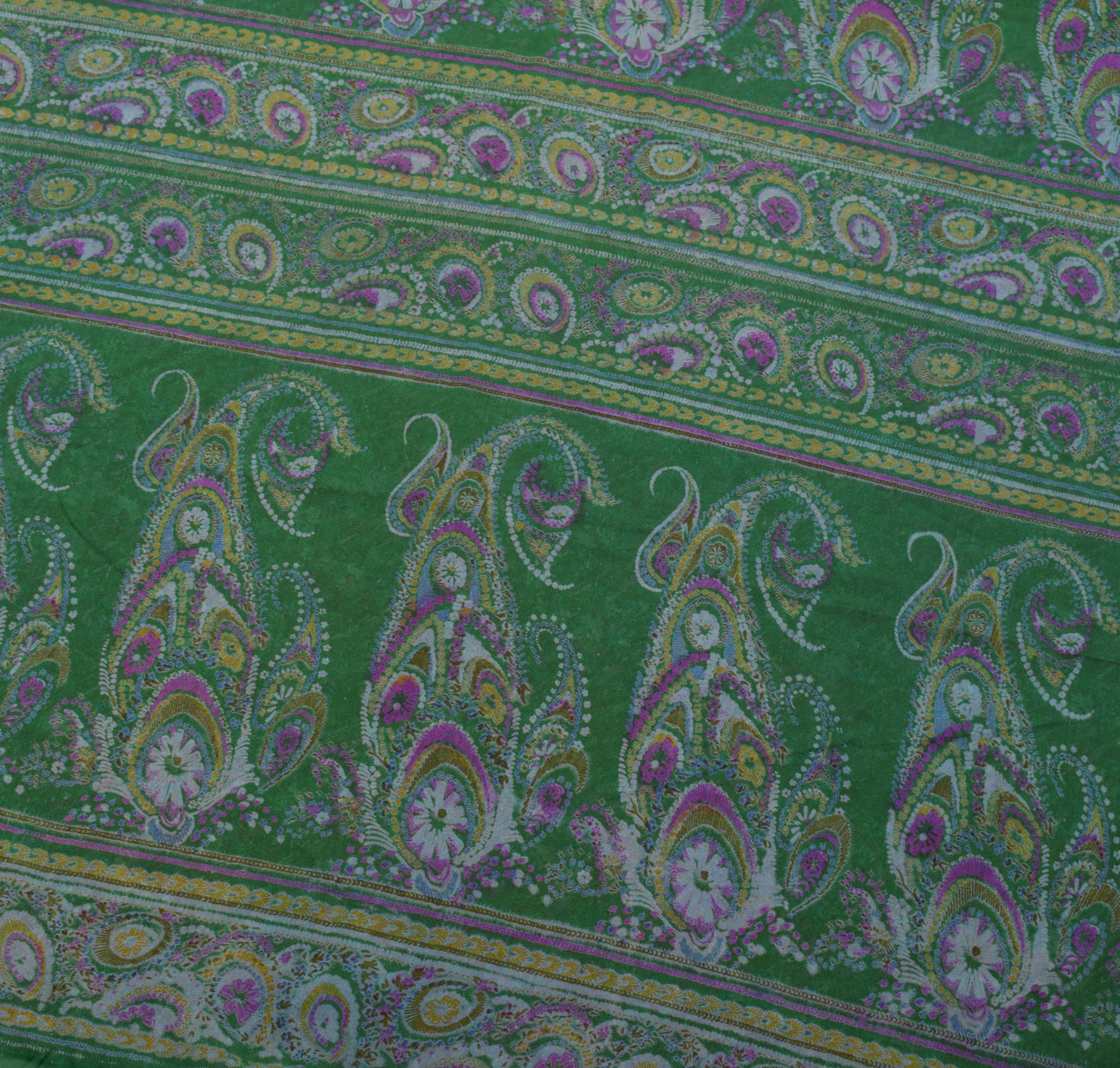 Sushila Vintage Maroon Indian Saree Blend Crepe Silk Printed Floral Soft Fabric