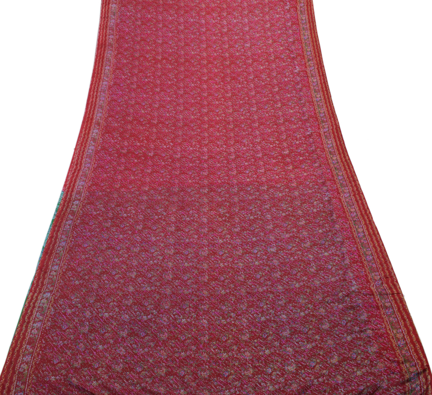 Sushila Vintage Maroon Indian Saree Blend Crepe Silk Printed Floral Soft Fabric