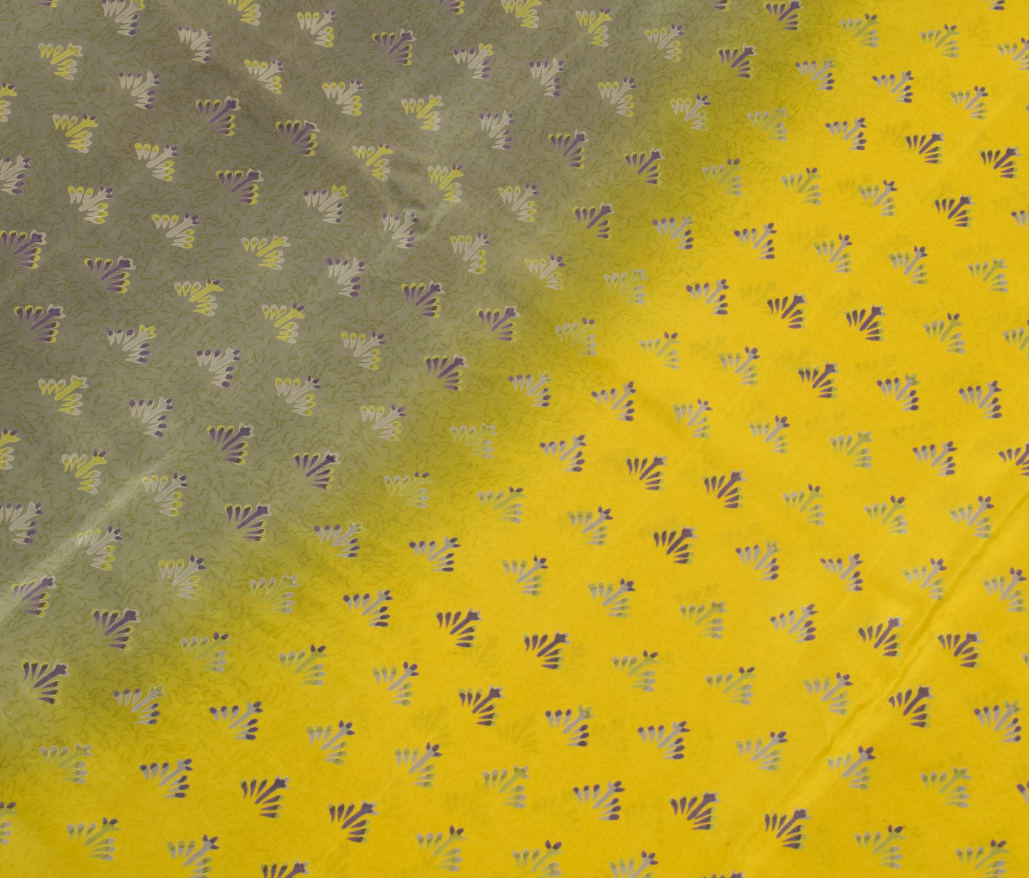 Sushila Vintage Green Saree 100%Pure Crepe Silk Printed Floral Soft Craft Fabric