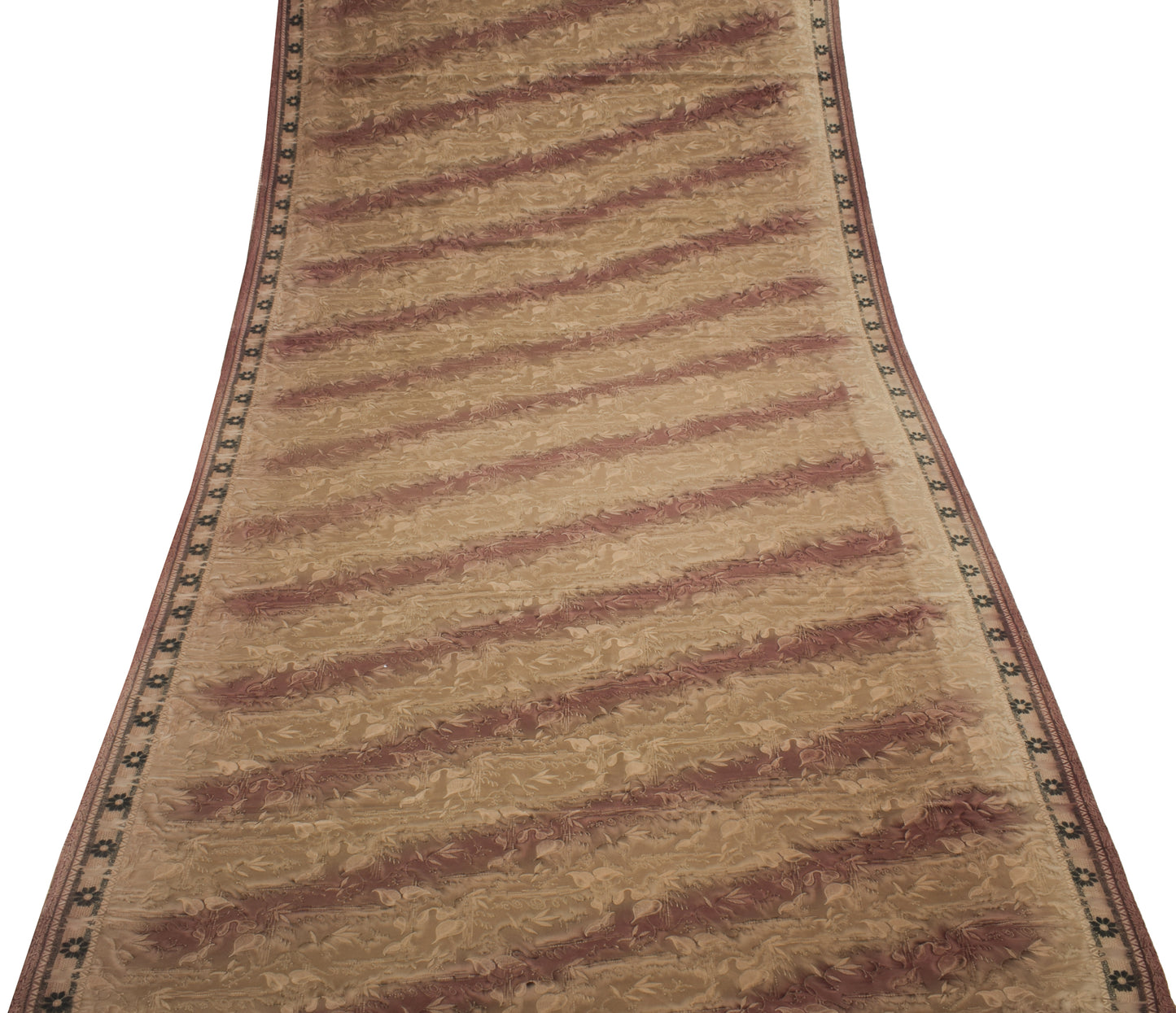 Sushila Vintage Saree  Blend Crepe Silk Printed Floral 5 FD Soft Craft Fabric