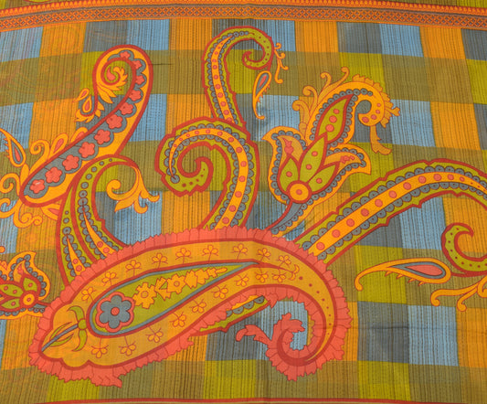 Sushila Vintage Multi-Color Sari Pure Cotton Printed Paisley Soft Craft Fabric
