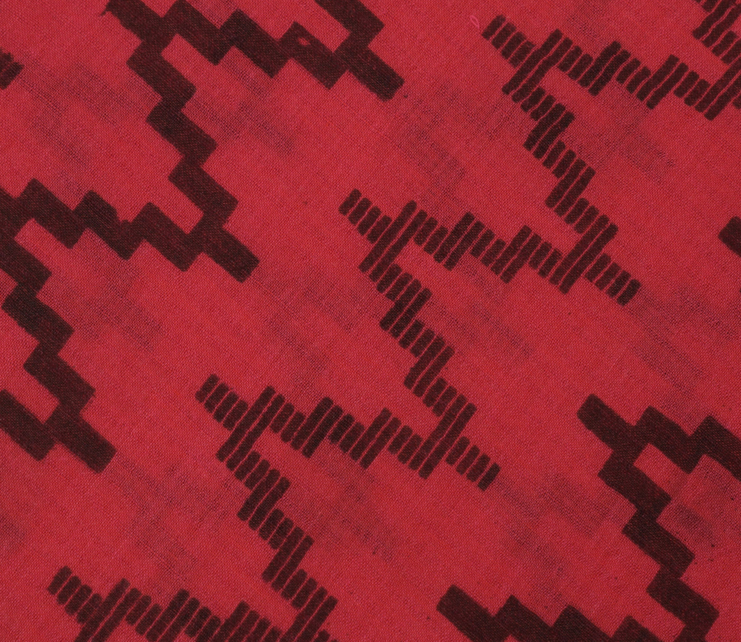 Sushila Vintage Hot Pink Sari 100% Pure Cotton Printed Zig-Zag Soft Craft Fabric