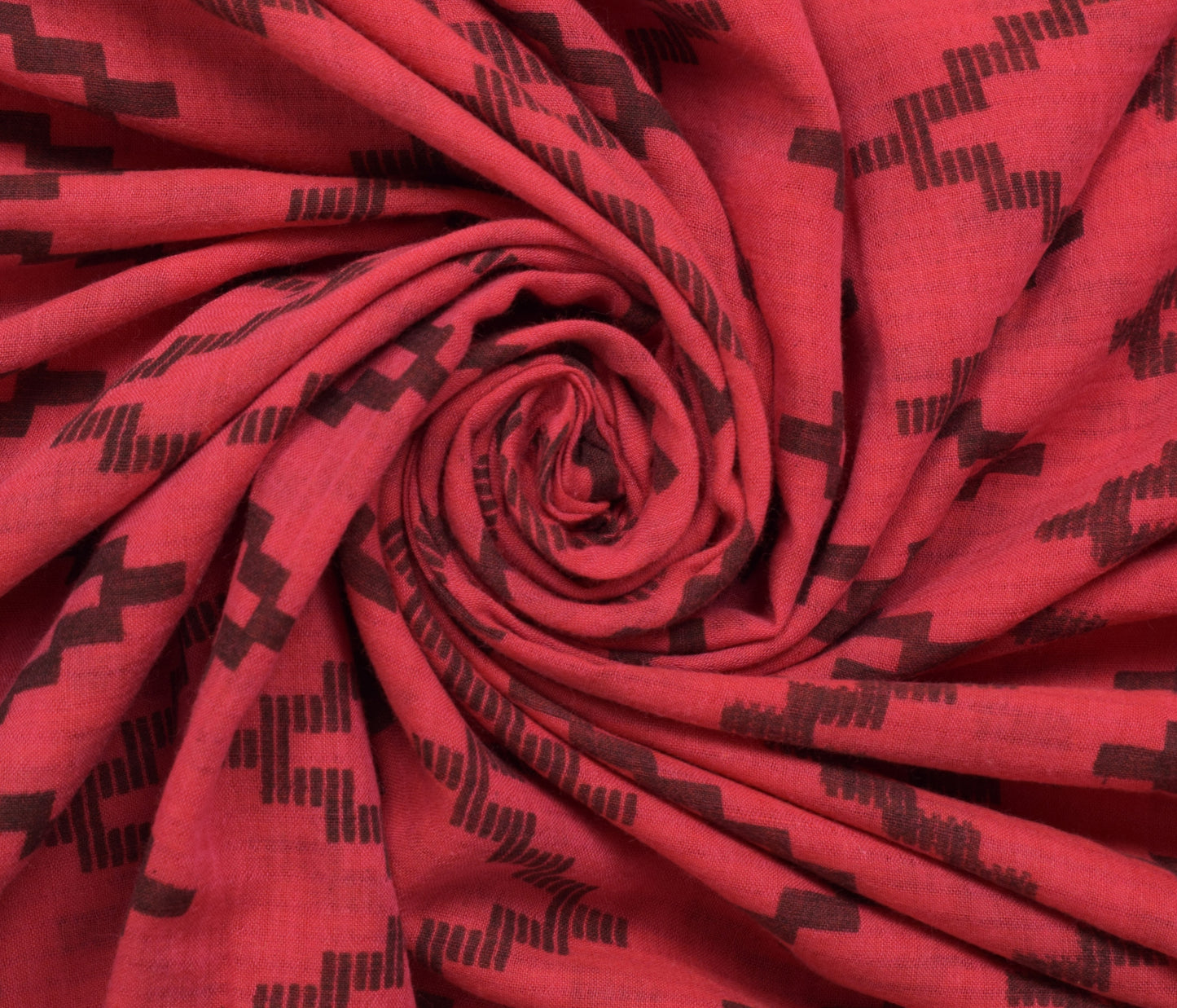 Sushila Vintage Hot Pink Sari 100% Pure Cotton Printed Zig-Zag Soft Craft Fabric
