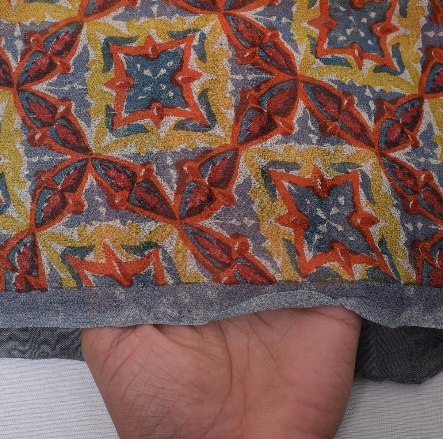 Sushila Vintage Gray Saree 100% Pure Georgette Silk Printed Soft Craft Fabric