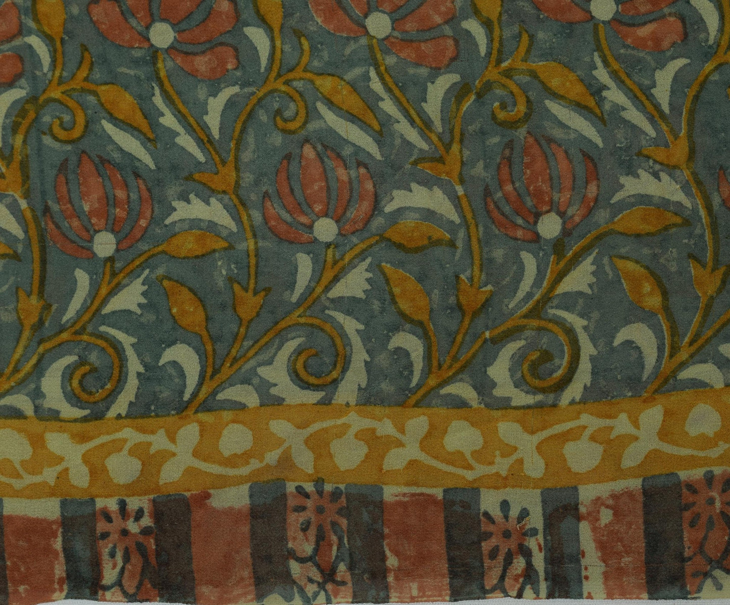 Sushila Vintage Gray Saree 100% Pure Georgette Silk Printed Floral Craft Fabric