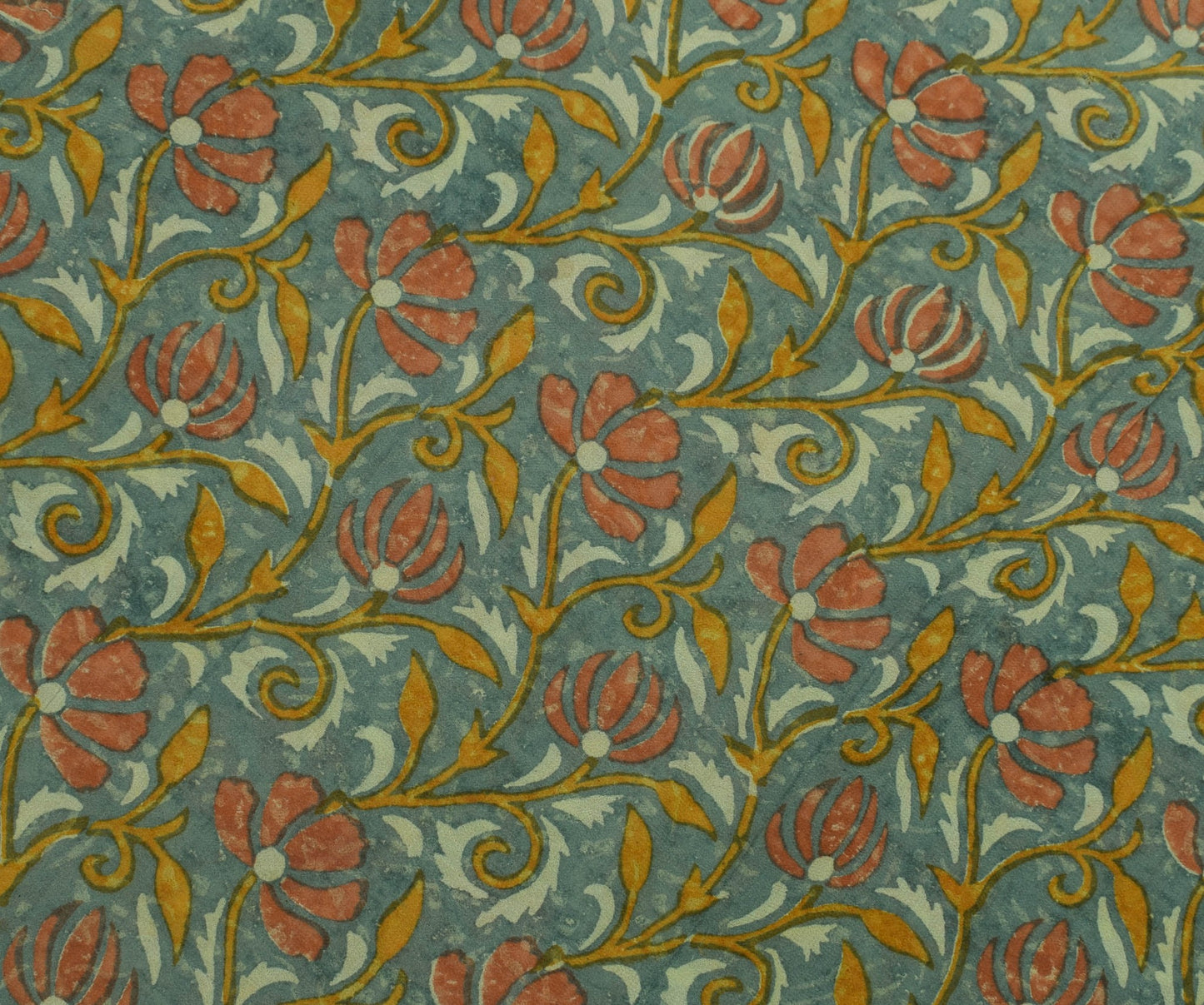 Sushila Vintage Gray Saree 100% Pure Georgette Silk Printed Floral Craft Fabric