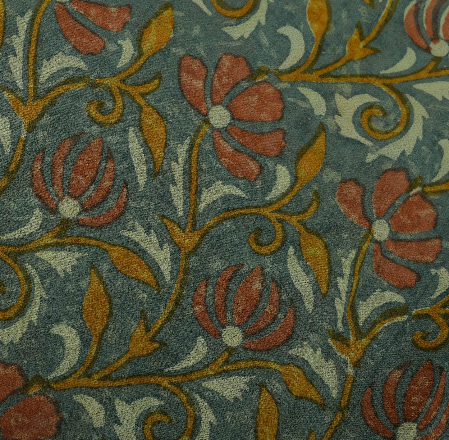 Sushila Vintage Gray Saree 100% Pure Georgette Silk Printed Floral Craft Fabric