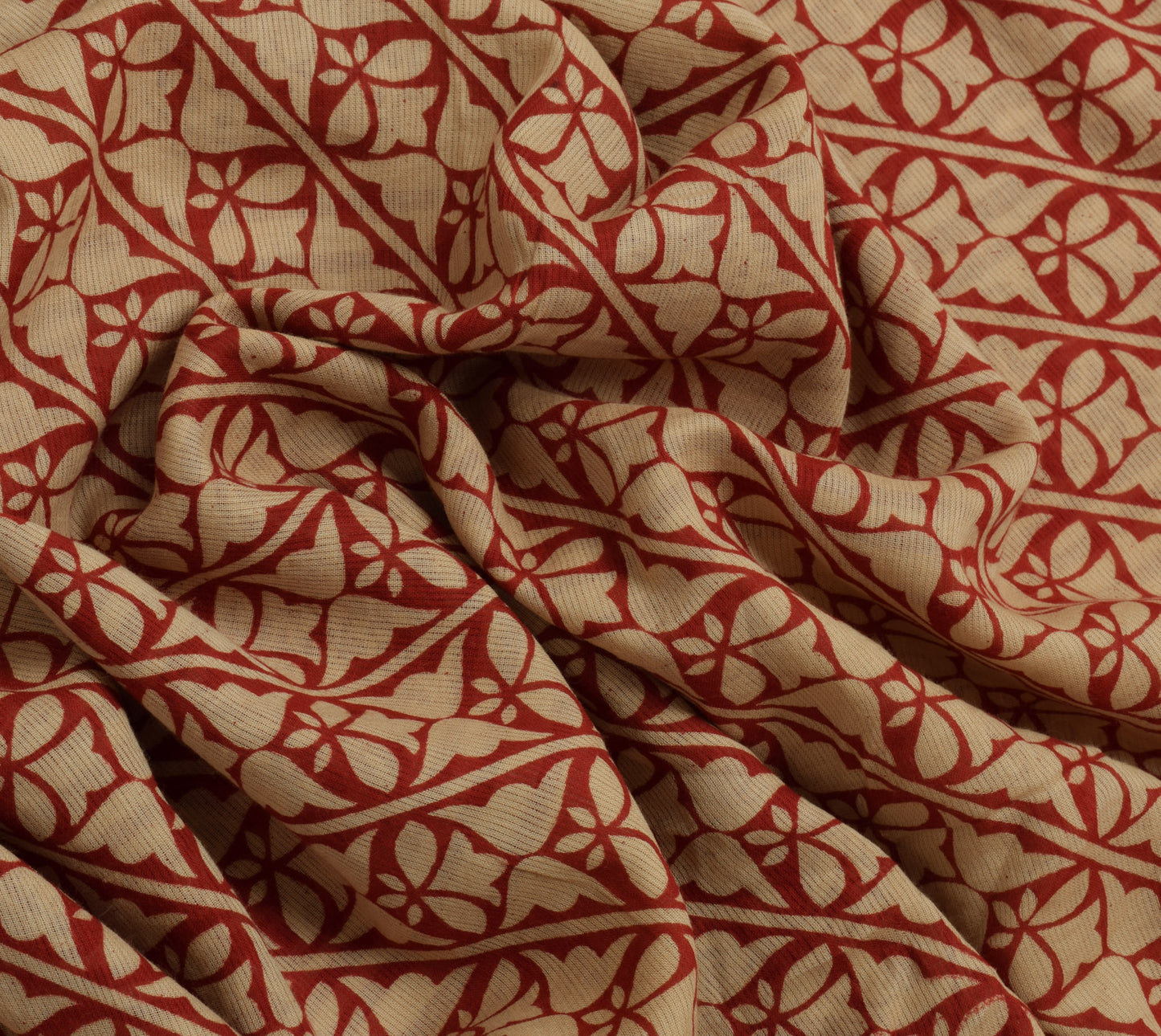 Sushila Vintage Brown Saree 100% Pure Cotton Printed Paisley Soft Craft Fabric