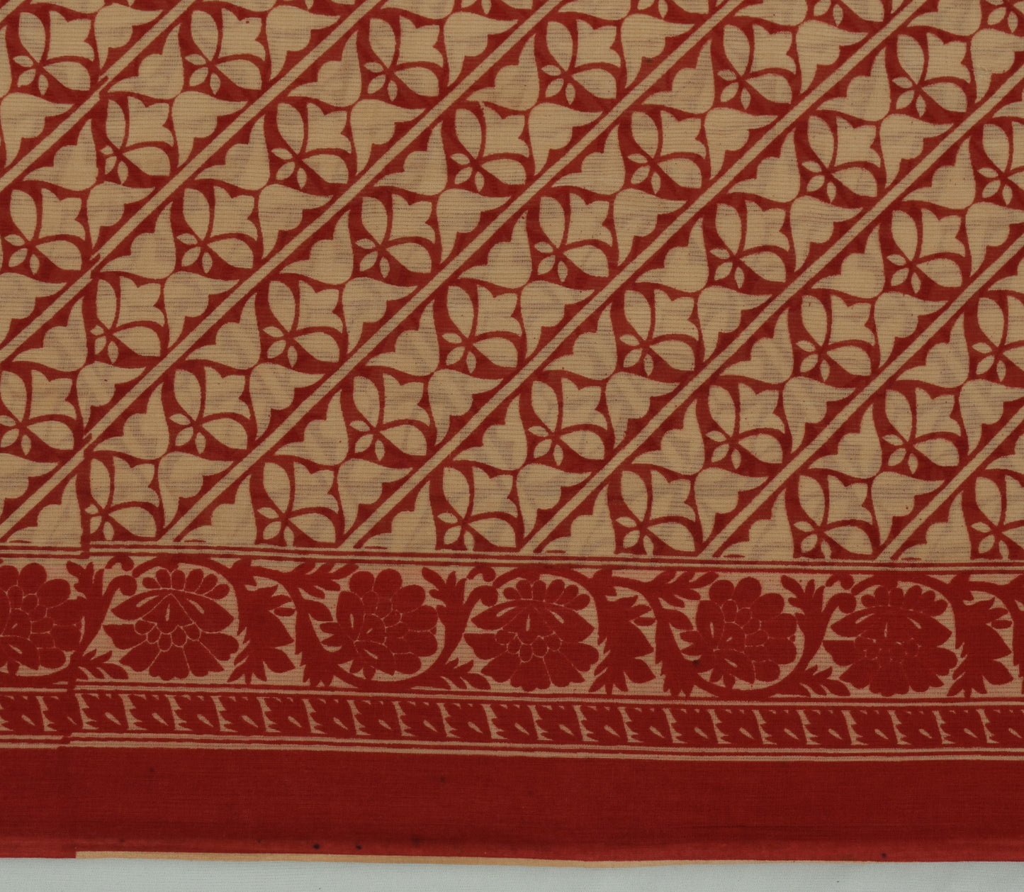 Sushila Vintage Brown Saree 100% Pure Cotton Printed Paisley Soft Craft Fabric