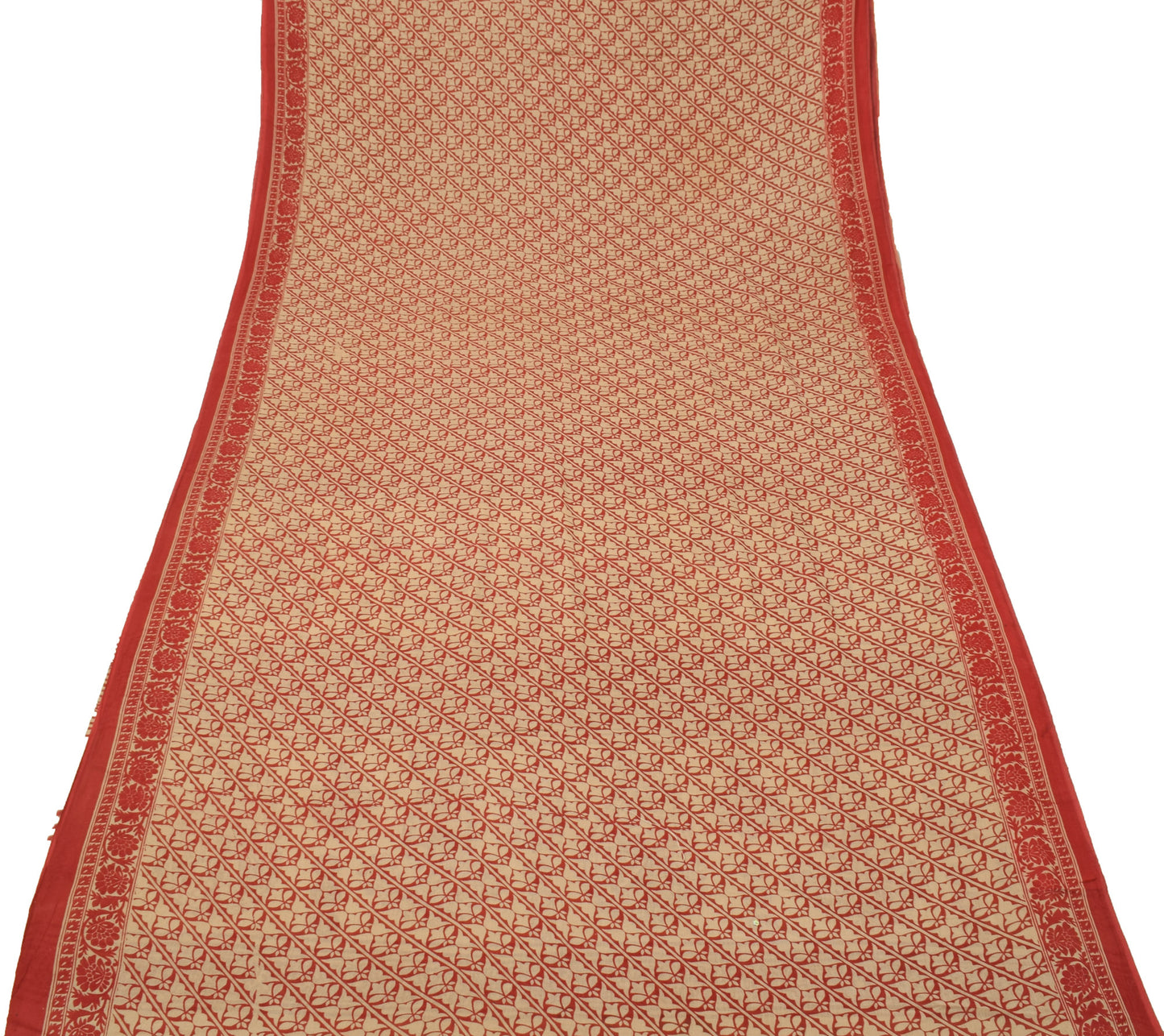 Sushila Vintage Brown Saree 100% Pure Cotton Printed Paisley Soft Craft Fabric
