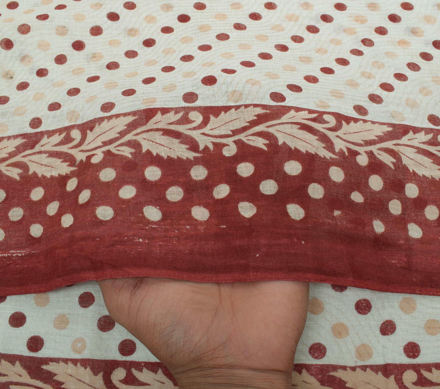 Sushila Vintage White Saree 100% Pure Cotton Printed Floral Soft Craft Fabric