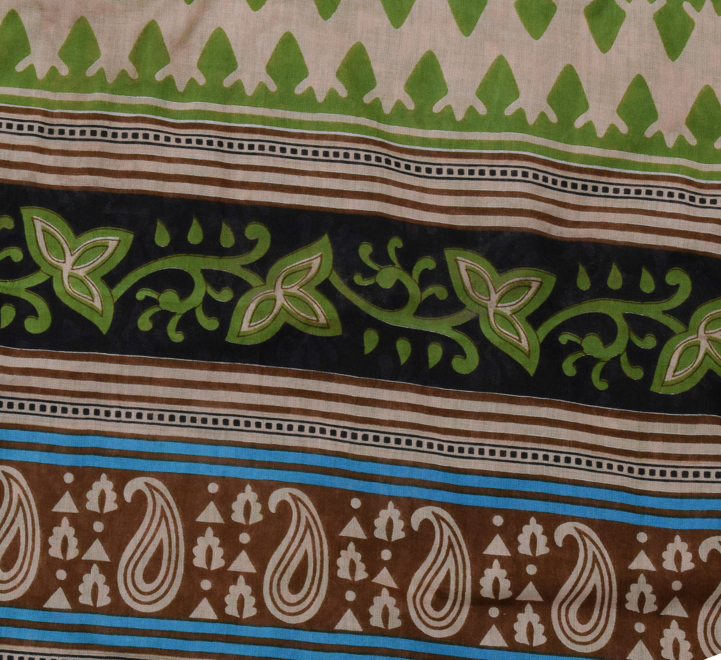 Sushila Vintage Mustard Saree 100% Pure Cotton Printed Floral Soft Craft Fabric