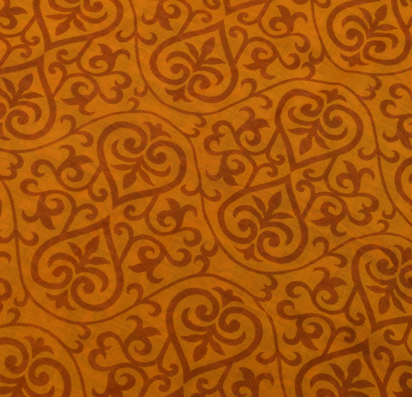 Sushila Vintage Mustard Saree 100% Pure Cotton Printed Floral Soft Craft Fabric