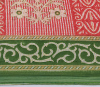 Sushila Vintage Red Saree 100% Pure Cotton Printed Floral Soft Craft Fabric