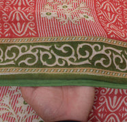 Sushila Vintage Red Saree 100% Pure Cotton Printed Floral Soft Craft Fabric