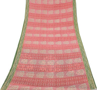Sushila Vintage Red Saree 100% Pure Cotton Printed Floral Soft Craft Fabric