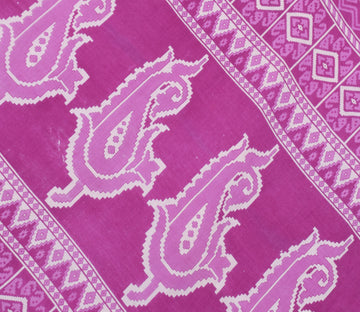 Sushila Vintage Purple Saree 100% Pure Cotton Printed Paisley Soft Craft Fabric