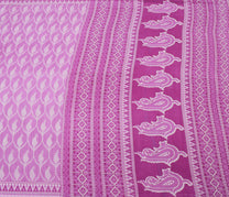 Sushila Vintage Purple Saree 100% Pure Cotton Printed Paisley Soft Craft Fabric