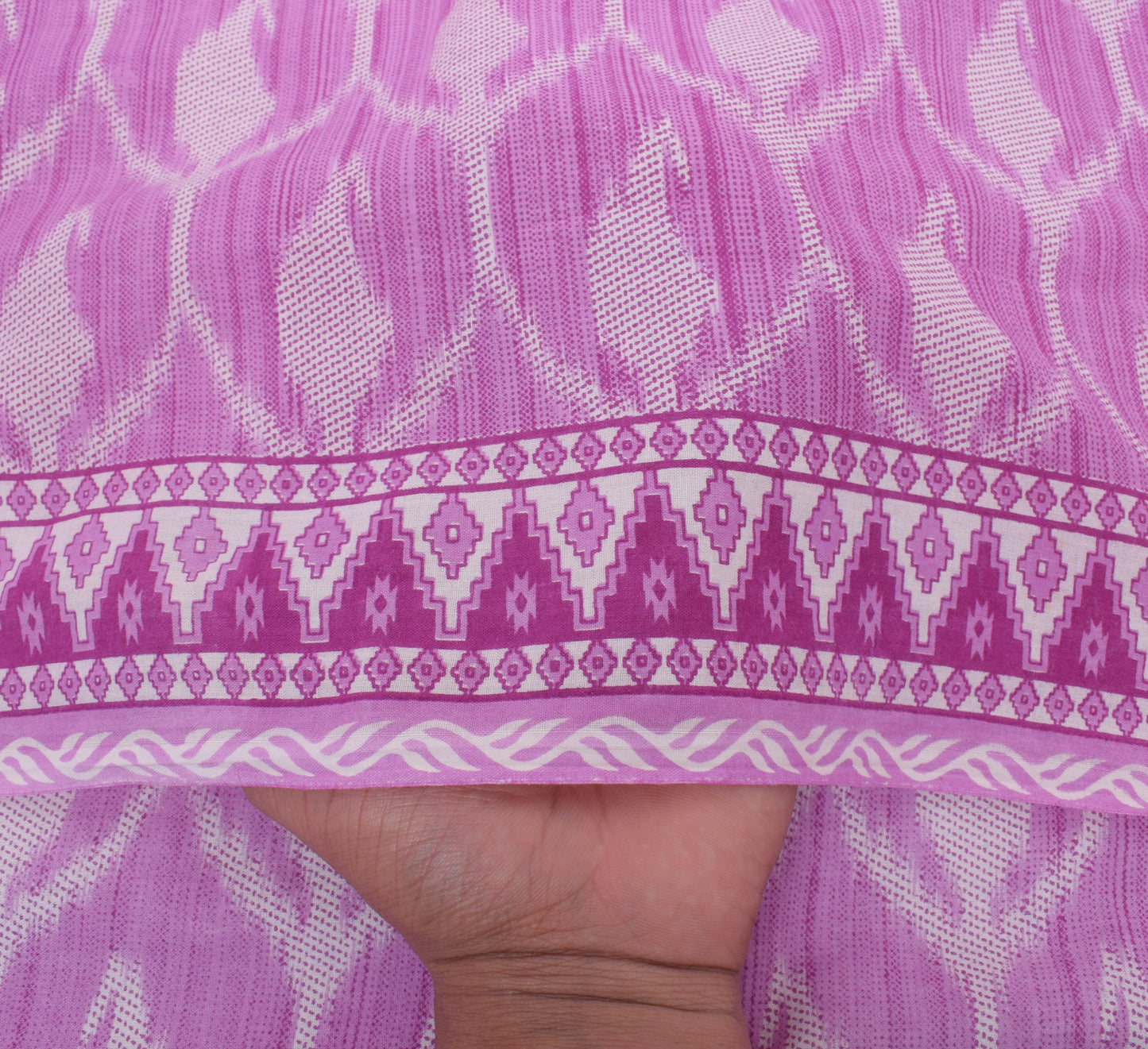 Sushila Vintage Purple Saree 100% Pure Cotton Printed Paisley Soft Craft Fabric