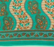 Sushila Vintage Green Saree 100% Pure Cotton Printed Floral Soft Craft Fabric
