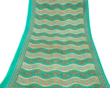 Sushila Vintage Green Saree 100% Pure Cotton Printed Floral Soft Craft Fabric