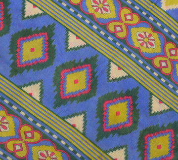 Sushila Vintage Green Saree 100% Pure Cotton Printed Zig-Zag  Soft Craft Fabric