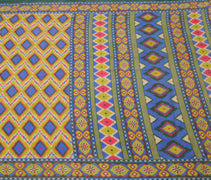 Sushila Vintage Green Saree 100% Pure Cotton Printed Zig-Zag  Soft Craft Fabric