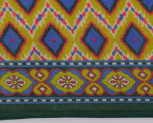 Sushila Vintage Green Saree 100% Pure Cotton Printed Zig-Zag  Soft Craft Fabric