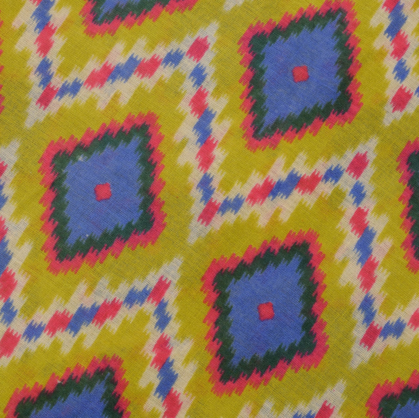 Sushila Vintage Green Saree 100% Pure Cotton Printed Zig-Zag  Soft Craft Fabric