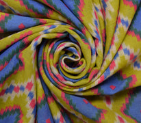 Sushila Vintage Green Saree 100% Pure Cotton Printed Zig-Zag  Soft Craft Fabric