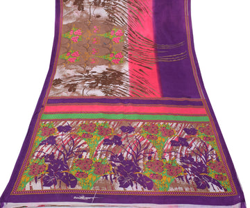 Sushila Vintage Indian Saree 100% Pure Cotton Printed Floral Soft Craft Fabric