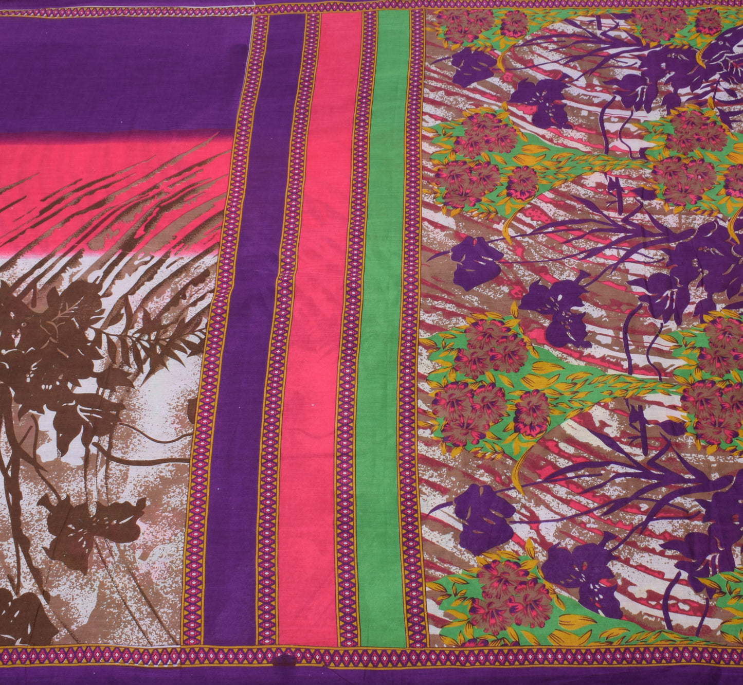 Sushila Vintage Indian Saree 100% Pure Cotton Printed Floral Soft Craft Fabric