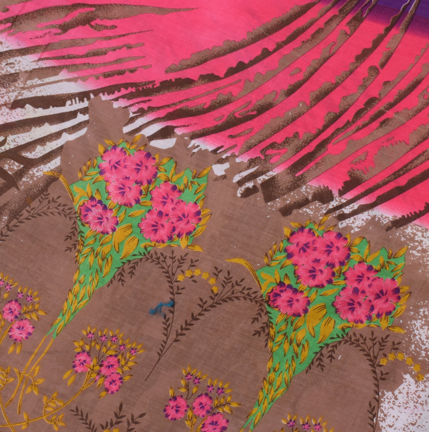 Sushila Vintage Indian Saree 100% Pure Cotton Printed Floral Soft Craft Fabric