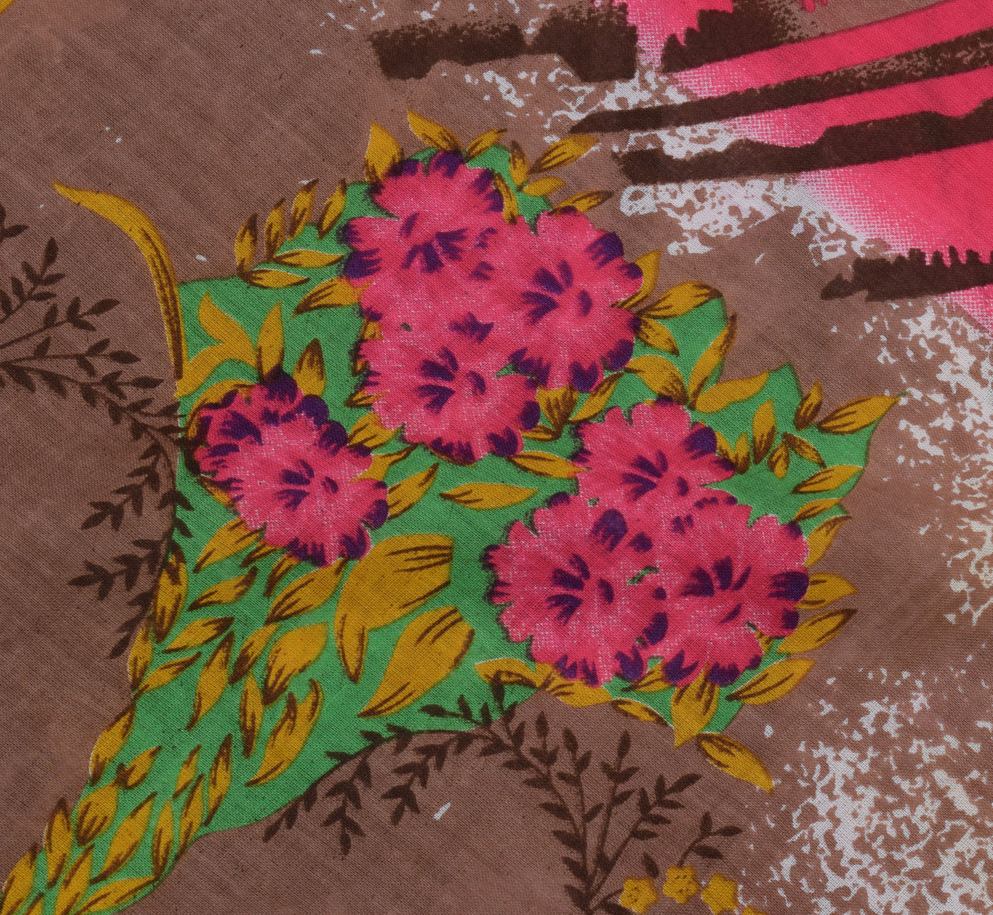 Sushila Vintage Indian Saree 100% Pure Cotton Printed Floral Soft Craft Fabric