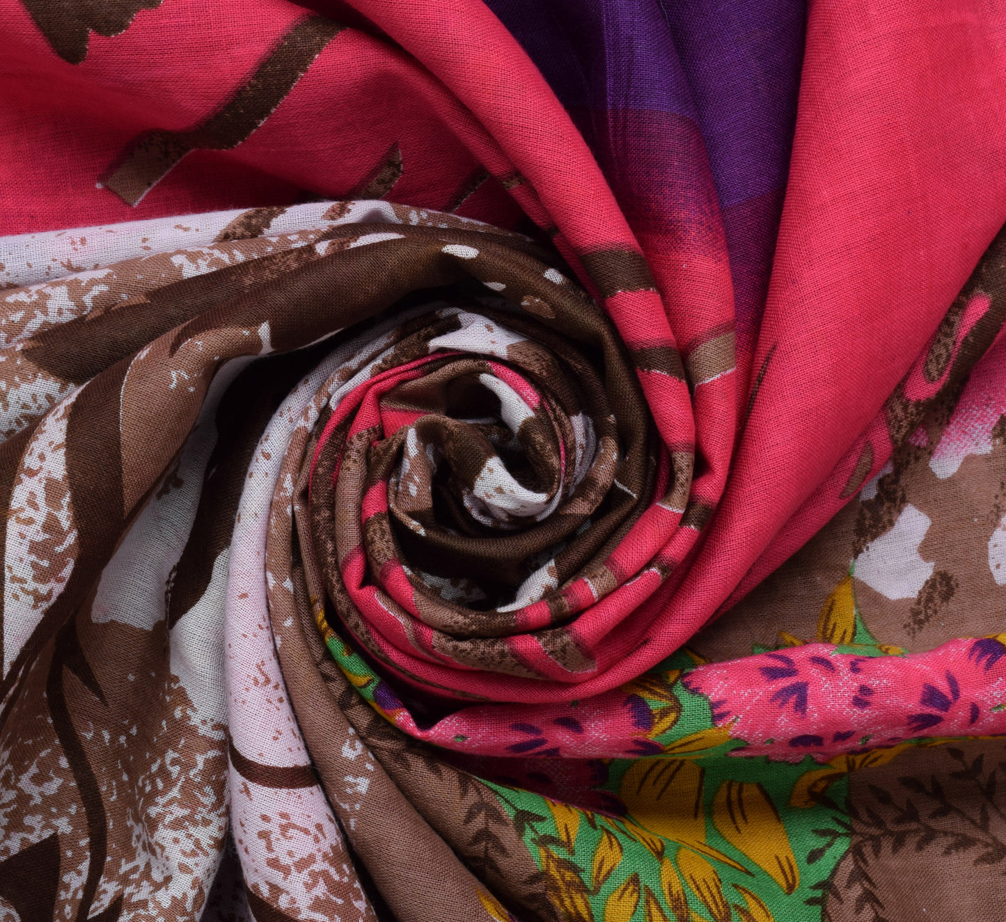 Sushila Vintage Indian Saree 100% Pure Cotton Printed Floral Soft Craft Fabric