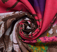 Sushila Vintage Indian Saree 100% Pure Cotton Printed Floral Soft Craft Fabric