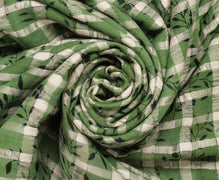 Sushila Vintage Green Saree 100% Pure Cotton Printed & Woven Soft Craft Fabric