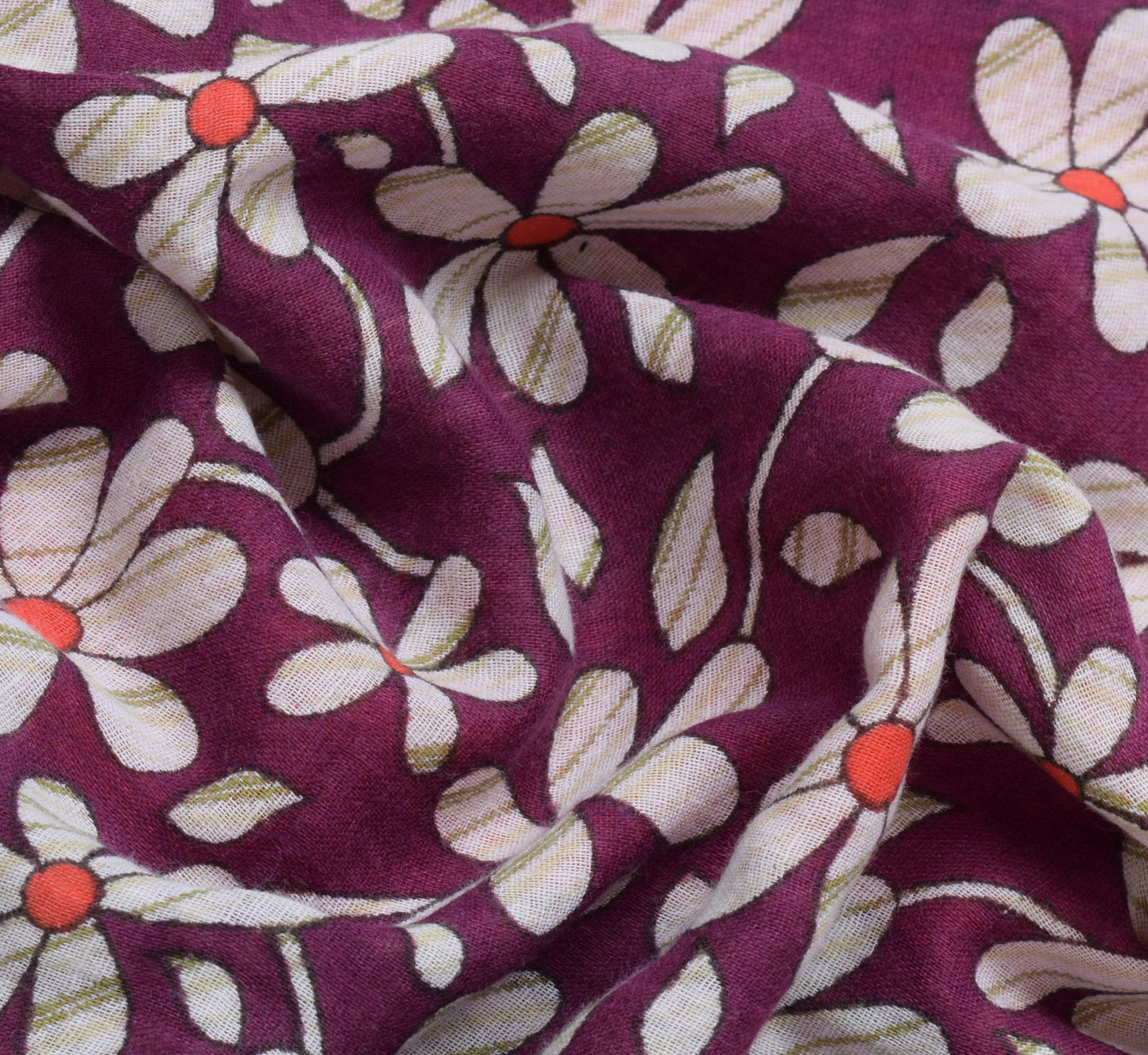 Sushila Vintage Mauve Saree 100% Pure Cotton Printed Floral Soft Craft Fabric