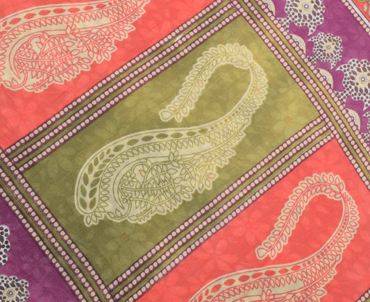Sushila Vintage Mauve Saree 100% Pure Cotton Printed Floral Soft Craft Fabric