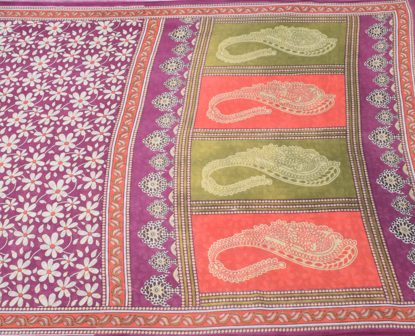 Sushila Vintage Mauve Saree 100% Pure Cotton Printed Floral Soft Craft Fabric