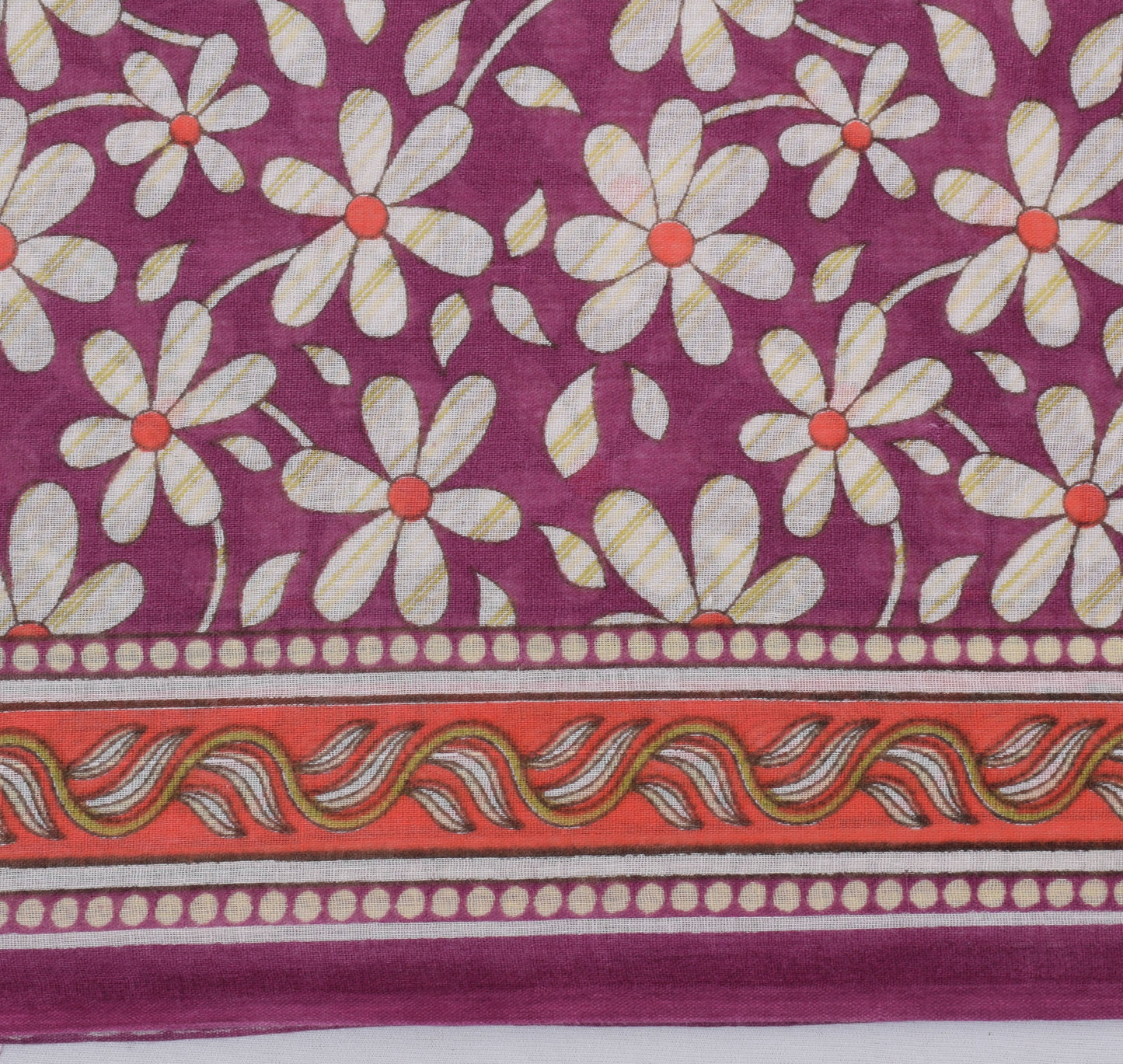 Sushila Vintage Mauve Saree 100% Pure Cotton Printed Floral Soft Craft Fabric