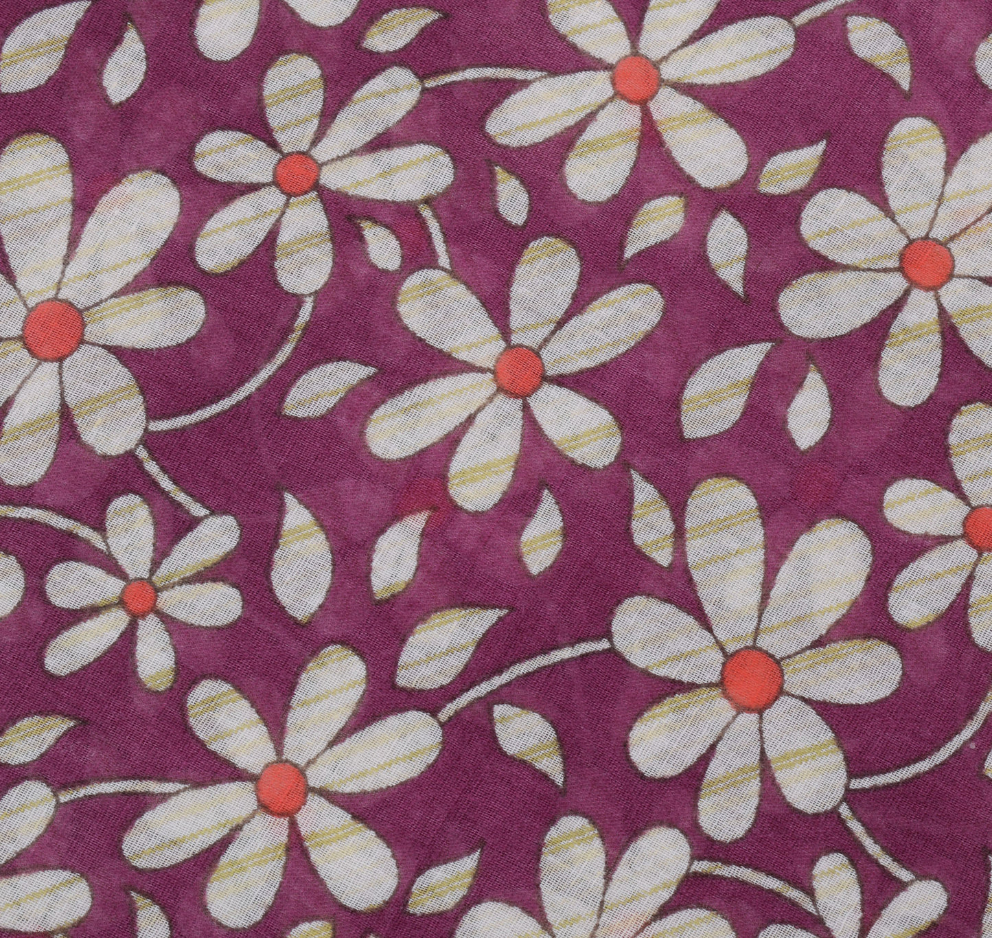Sushila Vintage Mauve Saree 100% Pure Cotton Printed Floral Soft Craft Fabric