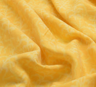 Sushila Vintage Yellow Saree 100% Pure Cotton Printed Zig-Zag Soft Craft Fabric