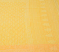 Sushila Vintage Yellow Saree 100% Pure Cotton Printed Zig-Zag Soft Craft Fabric