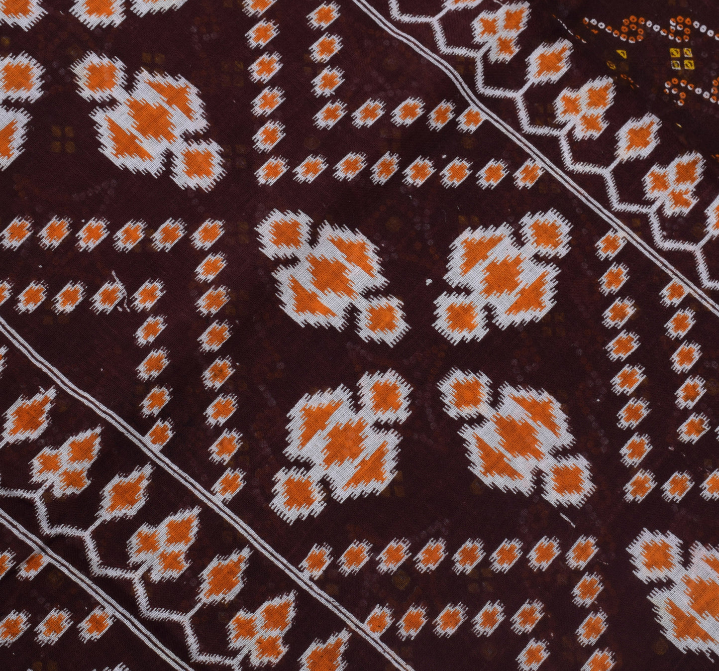 Sushila Vintage Brown Saree 100% Pure Cotton Printed Indian 5 Yard Craft Fabric