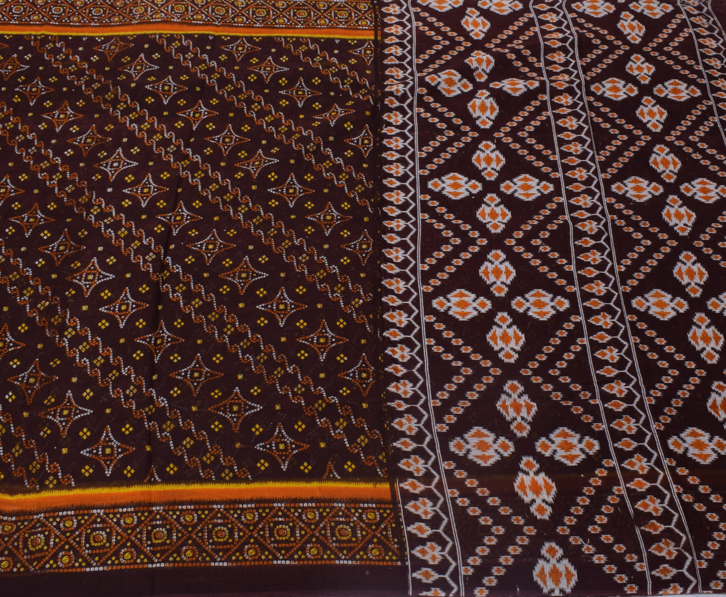 Sushila Vintage Brown Saree 100% Pure Cotton Printed Indian 5 Yard Craft Fabric